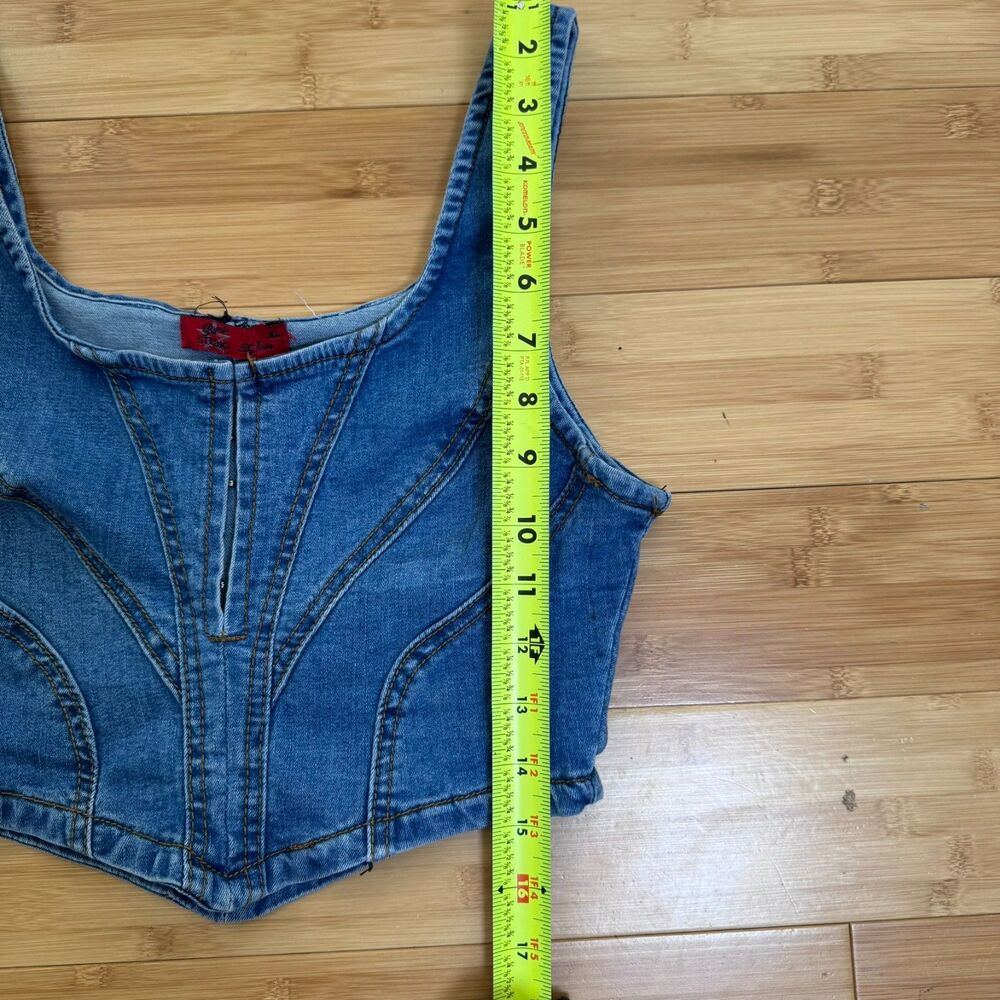 Y2K Roma Studio by Rosee Denim Corset Crop Top Juniors XL Bustier - Picture 8 of 8